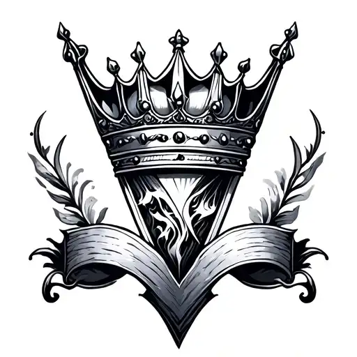 V with a crown tattoo design idea