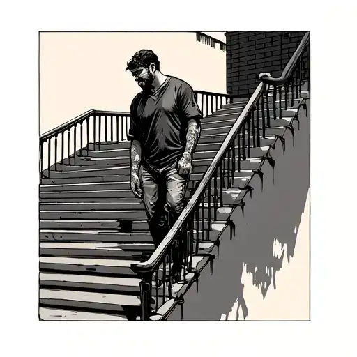 Man Walking Up Stairs tattoo design idea