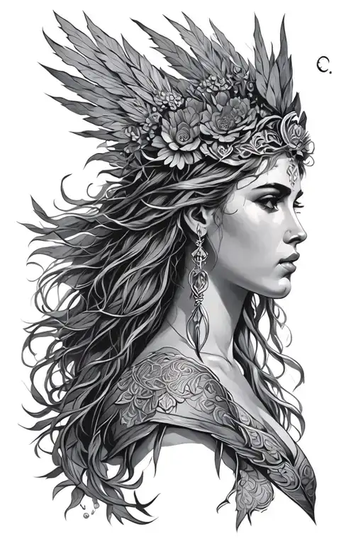 freya goddess tattoo design idea