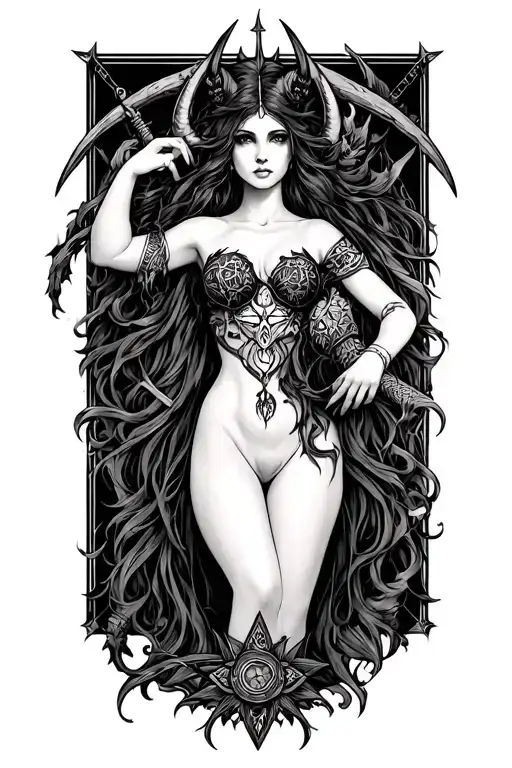 Pagan, Lilith,Sagittarius, December, arm tattoo, nerd, skinny, nsfw, mother of demons tattoo design idea