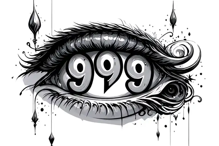 999 numbers tattoo design idea