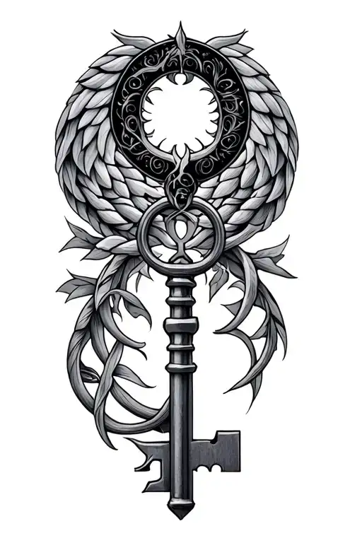 virgo cancer key intertwined tattoo design idea