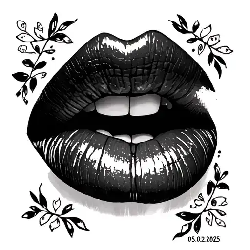 "Lydia 05.02.2025" Kissy Lips tattoo design idea