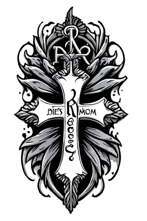 Rn cross mom tribute for men tattoo design idea