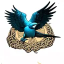 swallow bird outstretched wings Celtic cross tattoo design idea