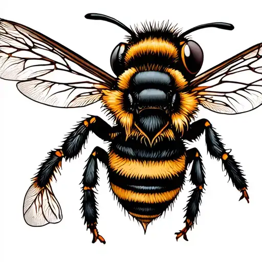 a bee with a dark creepy style tattoo design idea