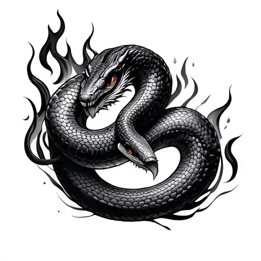 Fire Snake tattoo design idea