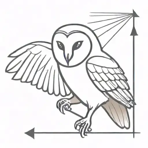 barn owl with spear tattoo design idea