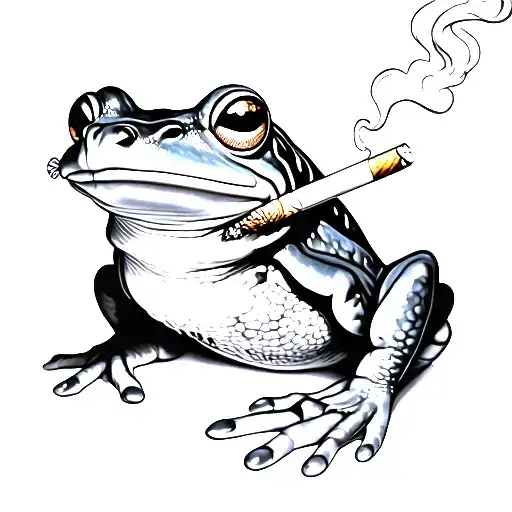 Frog Smoking Cigarette tattoo design idea
