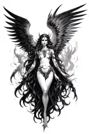 Nemesis goddess emerging representing imagination tattoo design idea