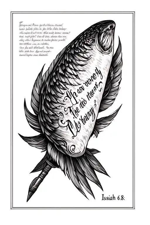pike pole with Isaiah 6:8 written tattoo design idea