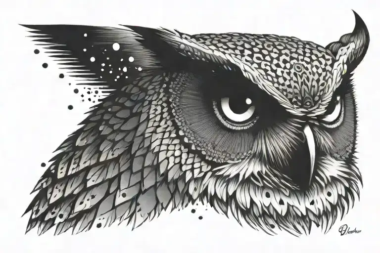 owl on right arm cuff tattoo design idea