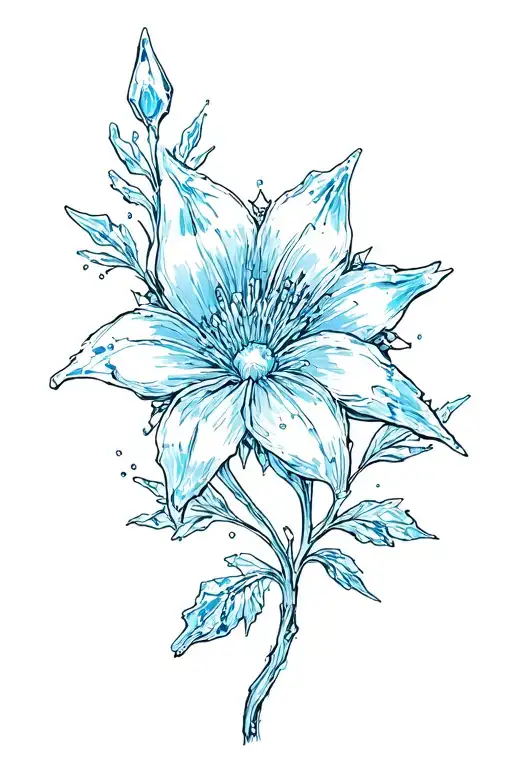 ice flower tattoo design idea