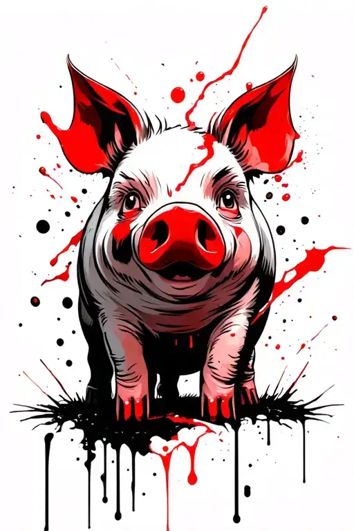 Cut into pieces pig Waddles from cartoon Gravity Falls. tattoo design idea