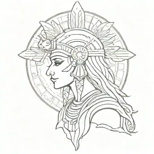 Egyptian goddess Athena holding tattoo design idea