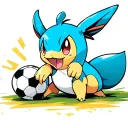 mudkip playing with a soccer ball tattoo design idea