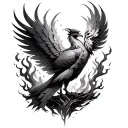 feminine phoenix rising from the ashes tattoo design idea