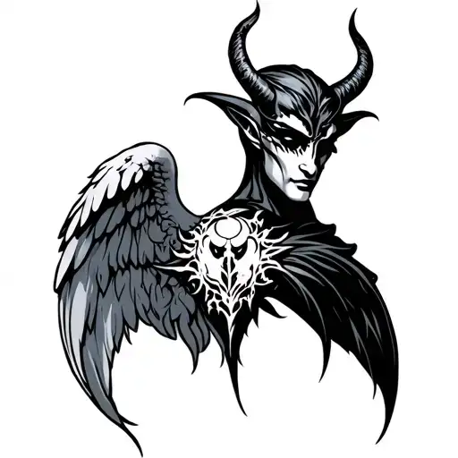 Devil And Angel Neck tattoo design idea