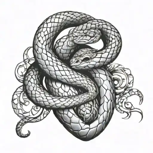 snake wrapped around a realistic heart tattoo design idea
