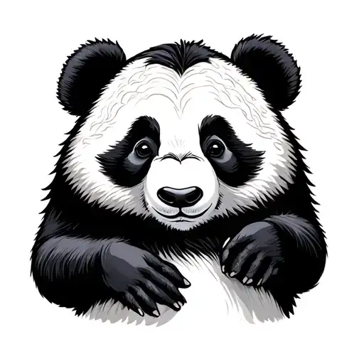 pola bear with panda holding tattoo design idea