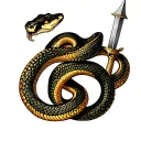 snake dagger wrapped tattoo design idea