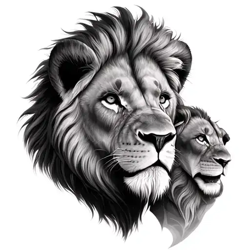 Father And Son Lion tattoo design idea