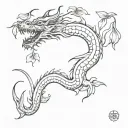 chines dragon and a lily flowers growing tattoo design idea