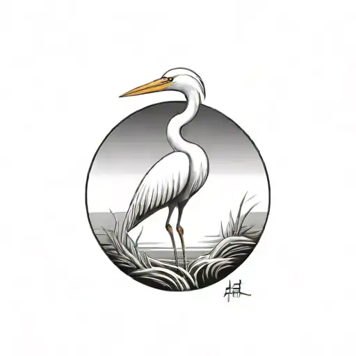 Coverup egret tattoo design idea