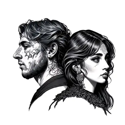 deppresive past present future tattoo design idea