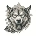 Growling Wolf And Mountains tattoo design idea