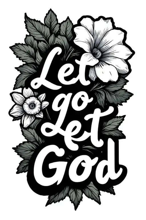 "Let go let god" Daffodil And Morning Glory tattoo design idea