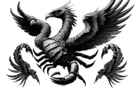 astrology the evolution of Scorpio Phoenix into eagle for female tattoo design idea