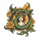 Virgo, snake , moon tattoo design idea