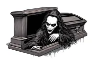 vampire in casket tattoo design idea