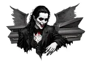 vampire in casket tattoo design idea