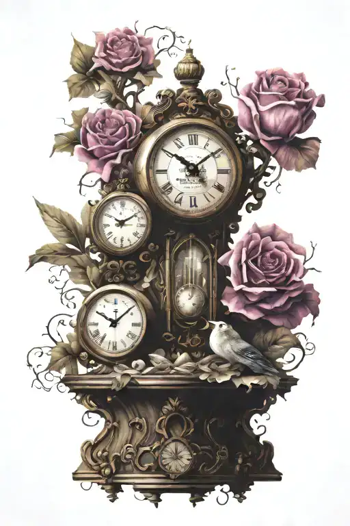 Time clock past clock present clock future tattoo design idea