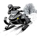 snowmobile and snake is the track winding tattoo design idea