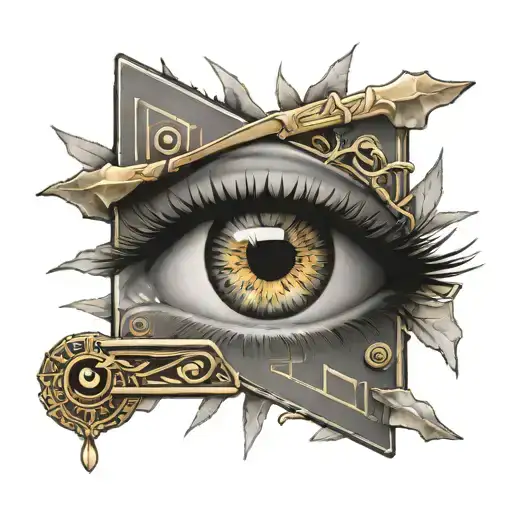 gold bars and  an  eye on pymird  tattoo design idea
