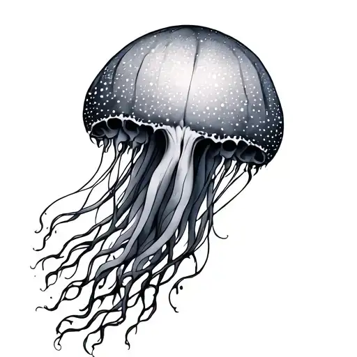 jellyfish with skull tattoo design idea