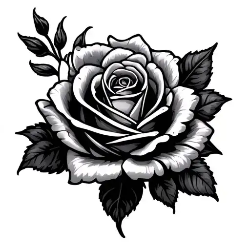 scroll and rose tattoo tattoo design idea