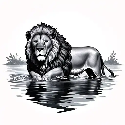 lion water full body  tattoo design idea