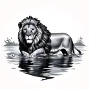 lion water full body  tattoo design idea