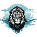lion water full body  tattoo design idea