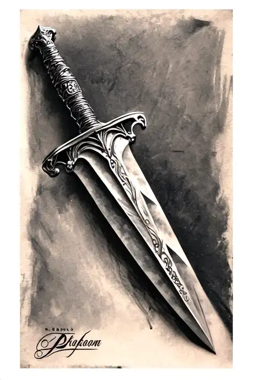 dagger rip dad tattoo design idea