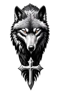 wolf, Cross, eagle, tattoo design idea