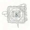 frayed postage stamp tattoo design idea