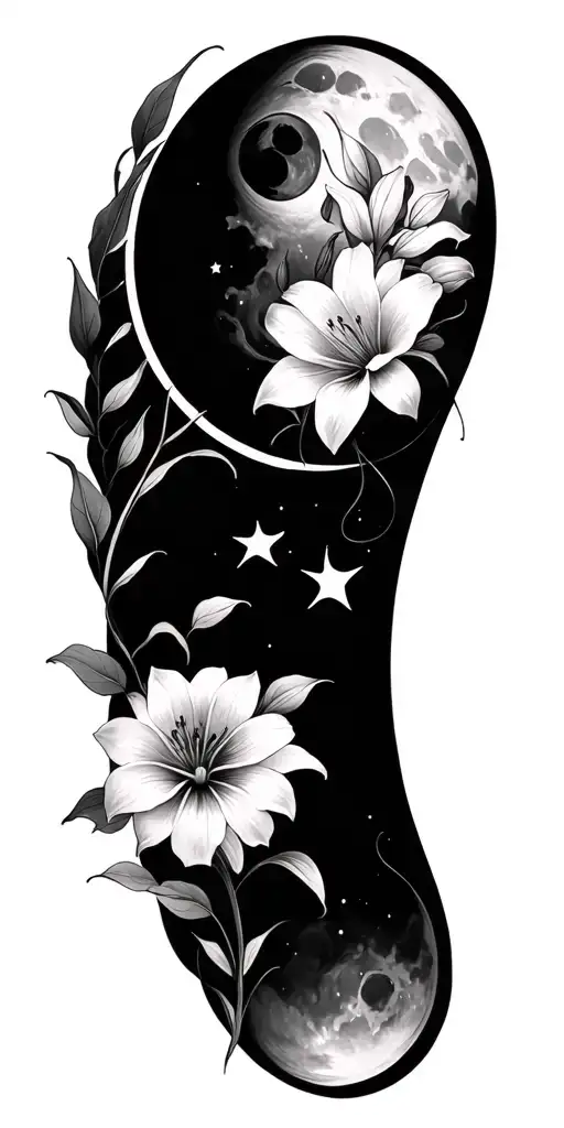 lilly Flores, lunar phases tattoo design idea