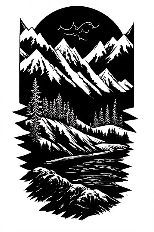 trust in the lord proverbs 3:5-6 with mountains  tattoo design idea