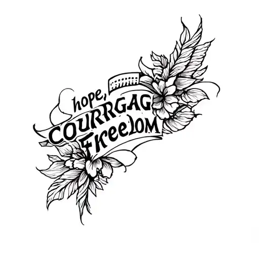 a tattoo with the words "hope,courage,freedom tattoo design idea