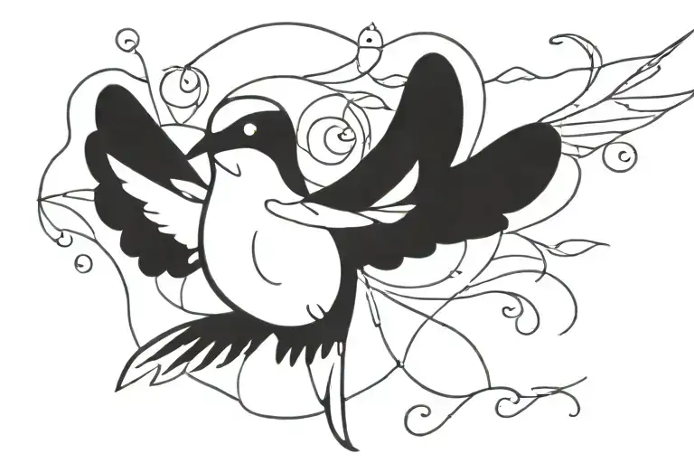 hummingbird surrounded tattoo design idea
